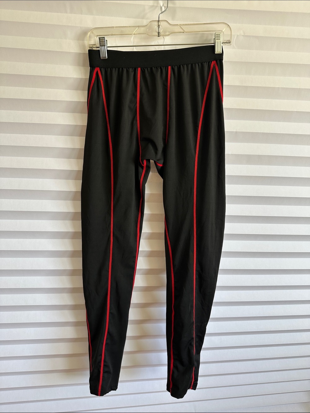 Men's Black & Red Compression Pants Athletic Leggings Unbranded